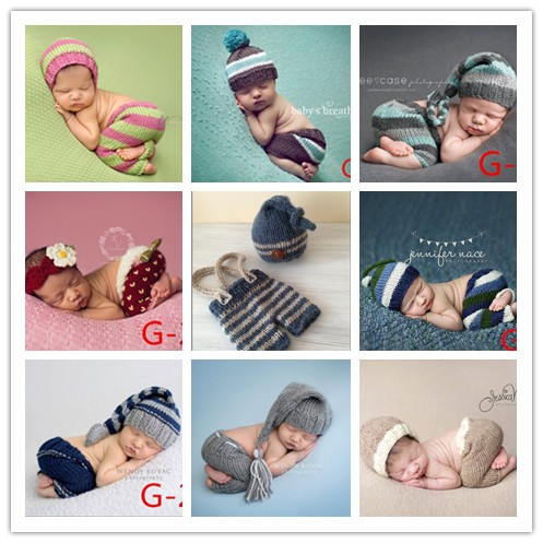 百天 满月 新生儿 宝宝拍照儿童摄影服装毛线编制影楼拍照服饰