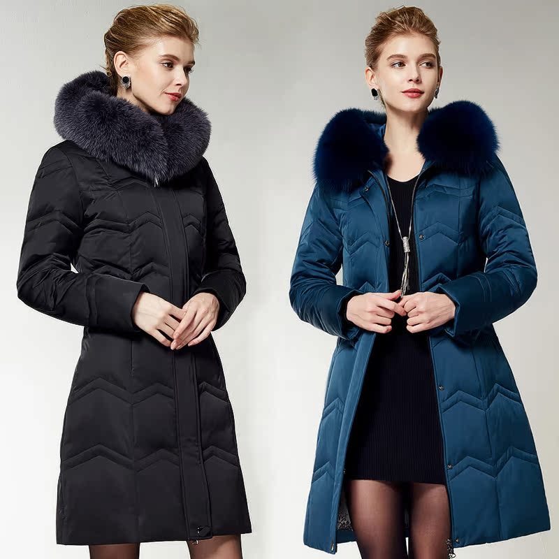 2016冬季新款女装羽绒服女中长款加厚韩版修身大毛领连帽冬装外套