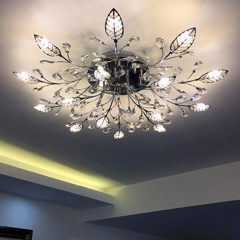欧式圆形水晶灯客厅灯现代简约金色led餐厅吸顶灯创意美式卧室灯