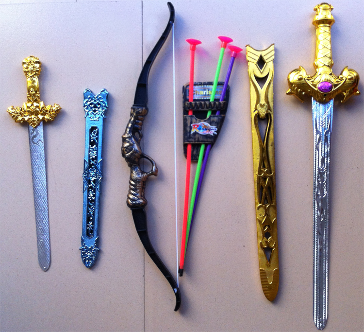 【包邮】大号仿真古代刀剑弓箭玩具套装儿童塑料装备刀剑表演道具