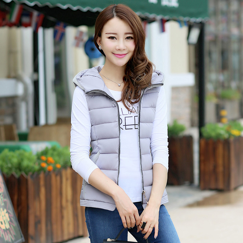 2016新款韩版棉衣女装短款马甲外套修身显瘦连帽冬季大码加厚棉服