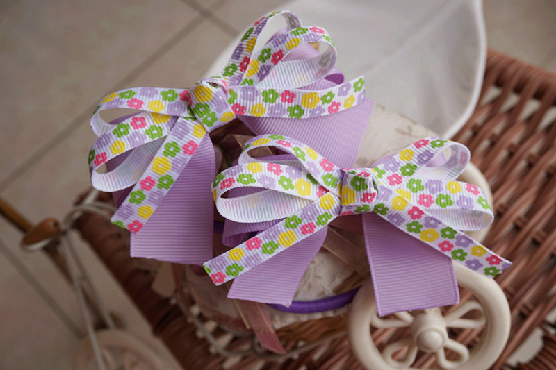 儿童女孩浪漫紫色小花生日礼物开学橡皮筋发圈发绳 可定制发夹