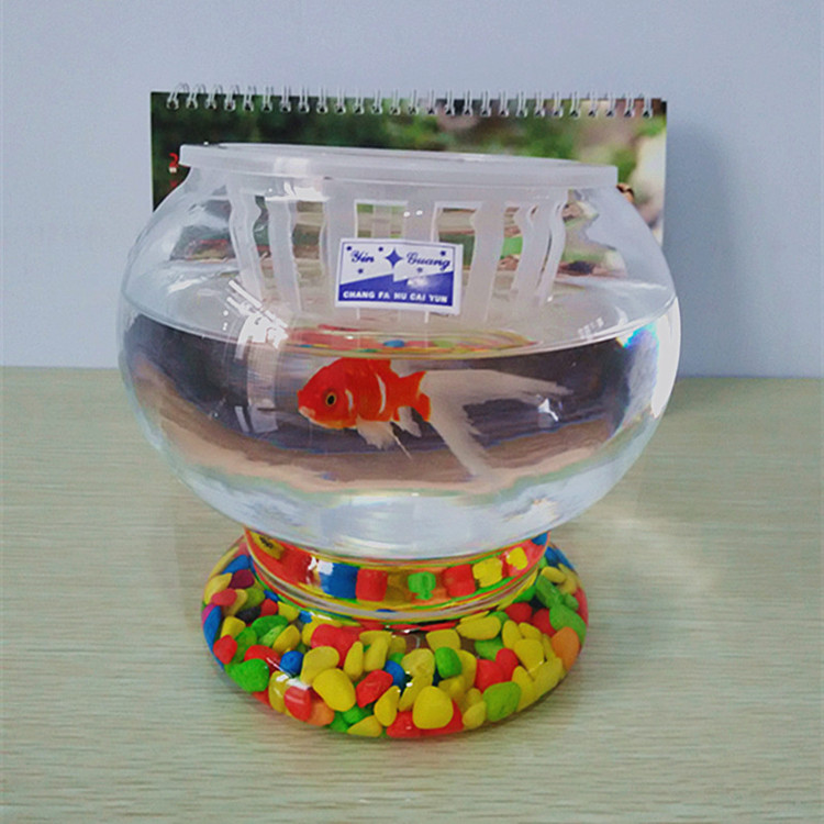 灯笼形迷你透明生态创意鱼缸桌面小型缸办公室圆形金鱼缸特价包邮