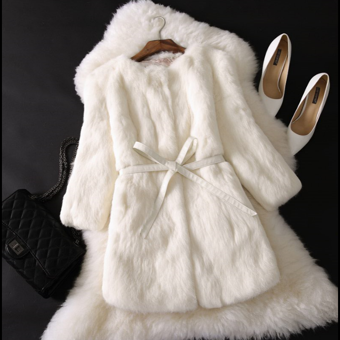 2016冬季女士皮草外套新款 整皮兔毛皮草外套中长款 反季清仓特价