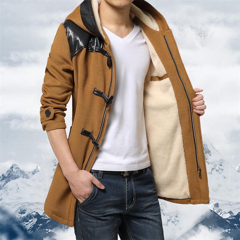 秋冬男士羊毛呢外套韩版修身青年百搭毛呢大衣加厚英伦外套风衣潮