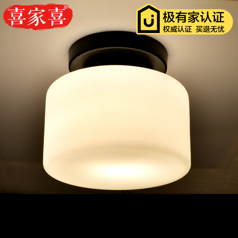 现代新中式玄关灯过道灯阳台走廊灯简约小吸顶灯圆形玻璃灯罩灯具
