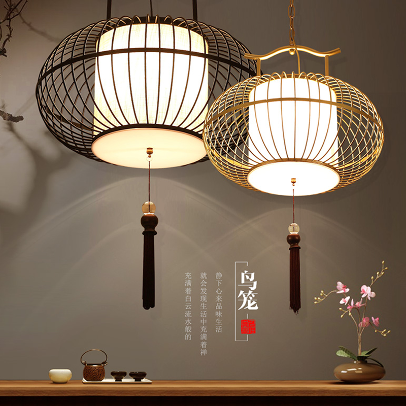 新中式鸟笼仿古吊灯简约现代中式创意个性鸟笼灯餐厅铁艺吊灯灯具