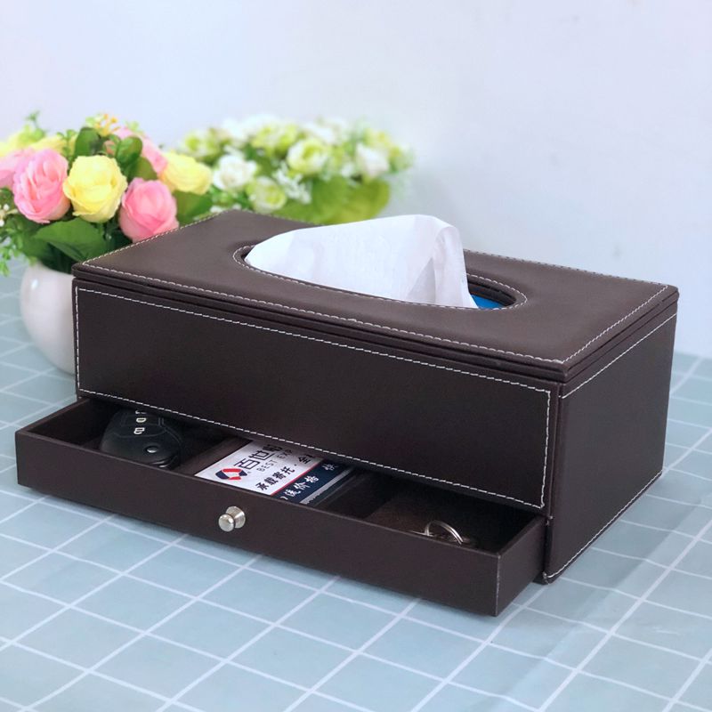 创意多功能纸巾盒 餐巾抽纸盒纸抽盒 带抽屉桌面收纳盒欧式