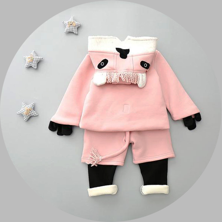 女宝宝秋冬装套装0-1-2-3岁女童科装加绒加厚套装女婴韩版棉童装