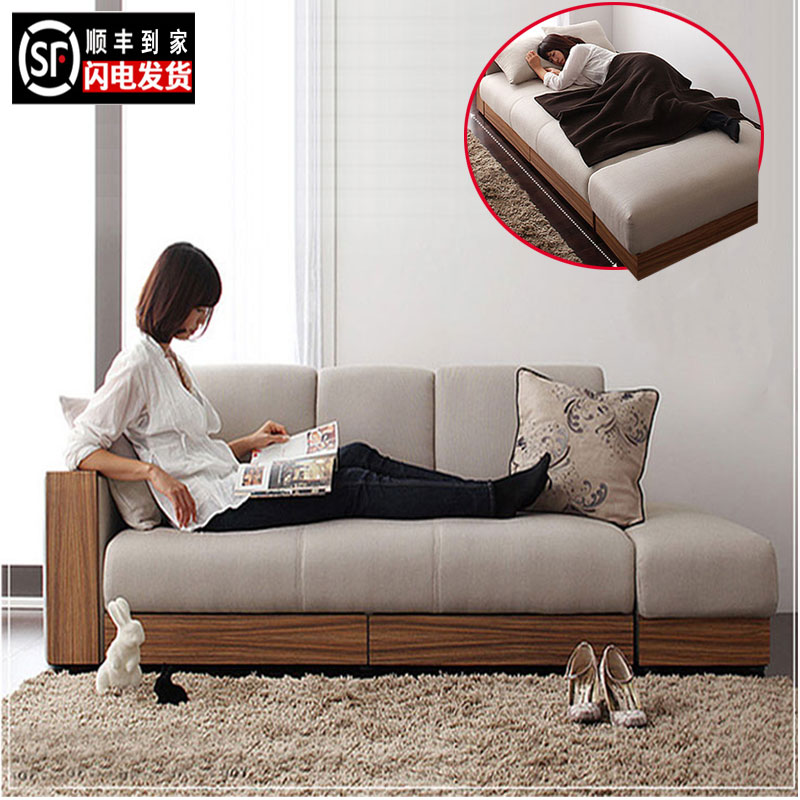 沙发床小户型多功能可折叠拆洗布艺储物简约现代两用整装沙发