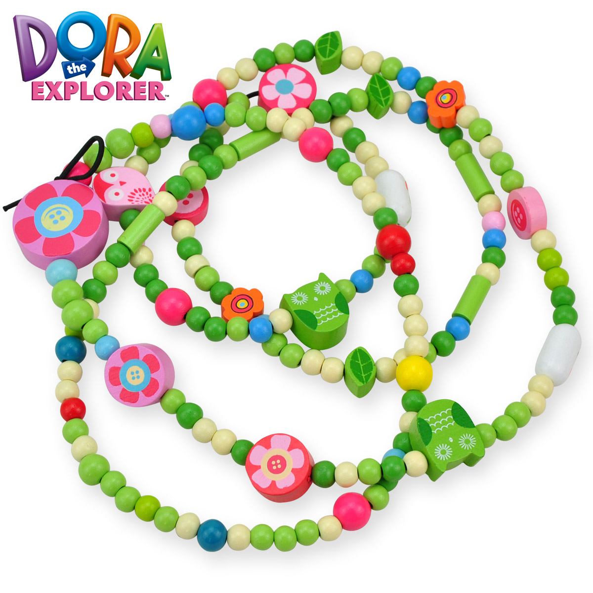 百奇屋儿童益智DIY手链项链女孩穿线穿珠子玩具180粒朵拉花朵串珠