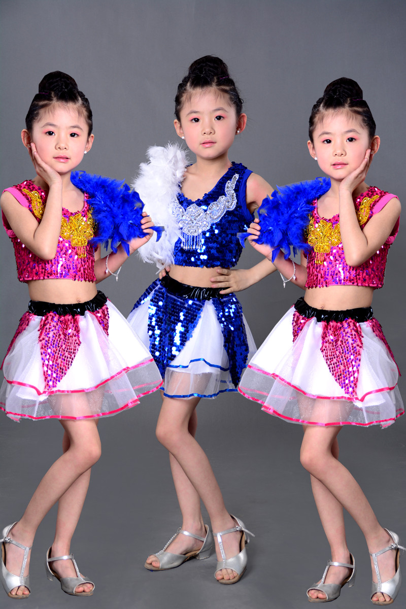 六一儿童幼儿园舞蹈演出服女童现代爵士舞表演服装少儿跳舞衣服夏