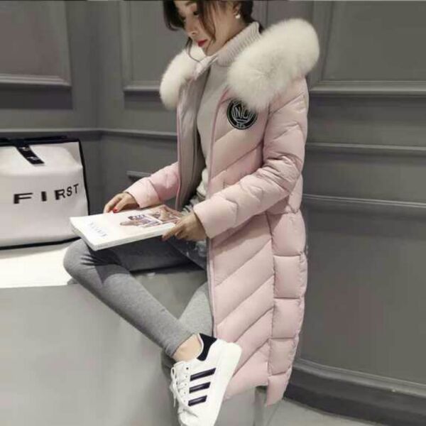韩国气质2015冬装新款长款过膝加厚保暖超大毛领大码羽绒服女