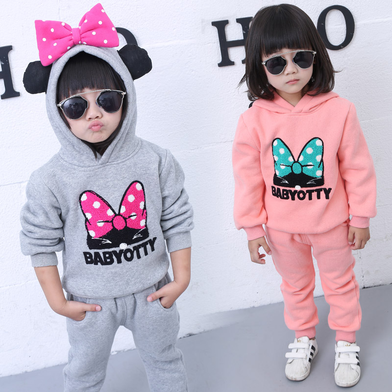 2016韩版新款1-2-3-4周岁半宝宝长袖纯棉女童套装女孩卡通两件套