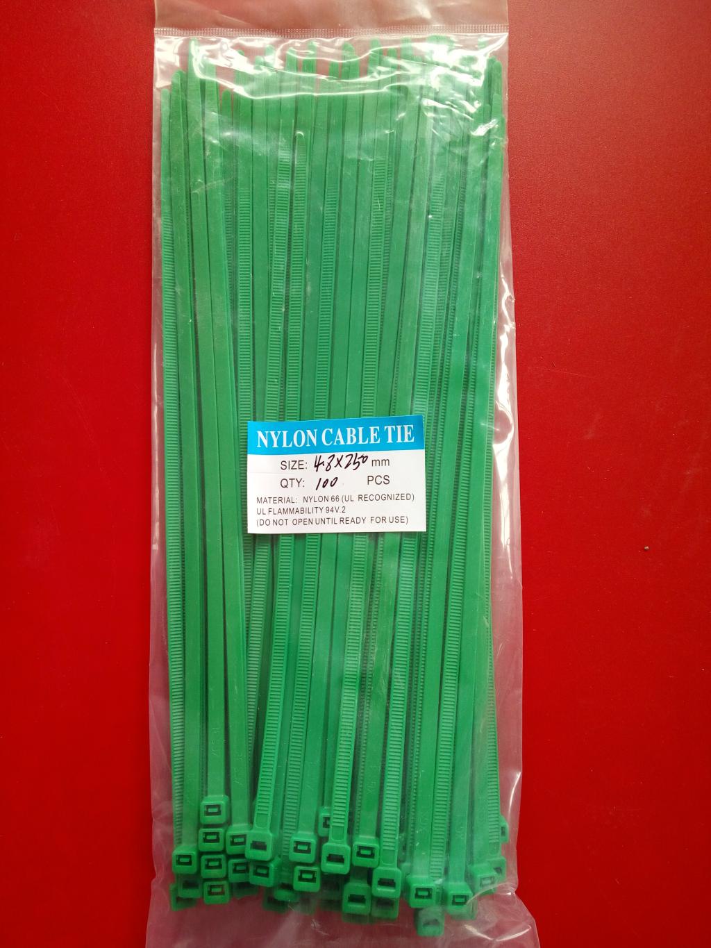 正品厂家直销新光塑料尼龙扎带4.8X250mm/包100条/绿色线束带