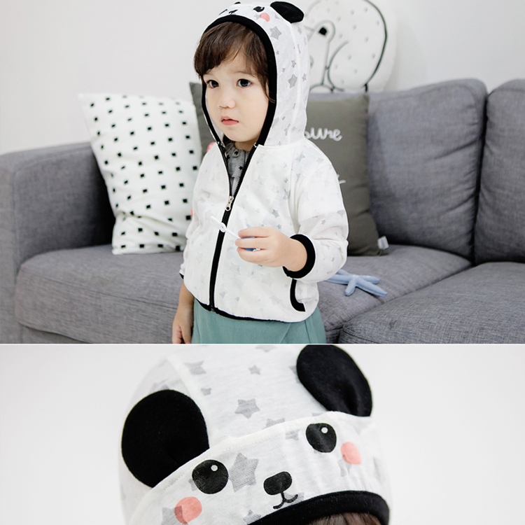 韩国代购同款 瑕疵男童女童中性款可爱动物防晒衣 熊猫拉链空调衫