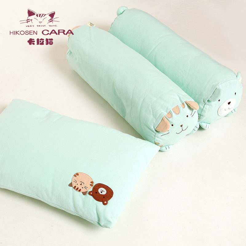 日本卡拉猫儿童枕方形枕圆枕三件套进口纯棉可拆卸可机洗正品包邮