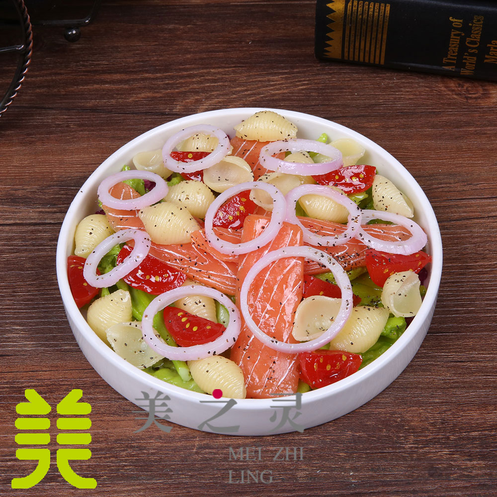 新款定制三文鱼蔬菜沙拉模型水果沙拉仿真食品生鱼片样品假菜