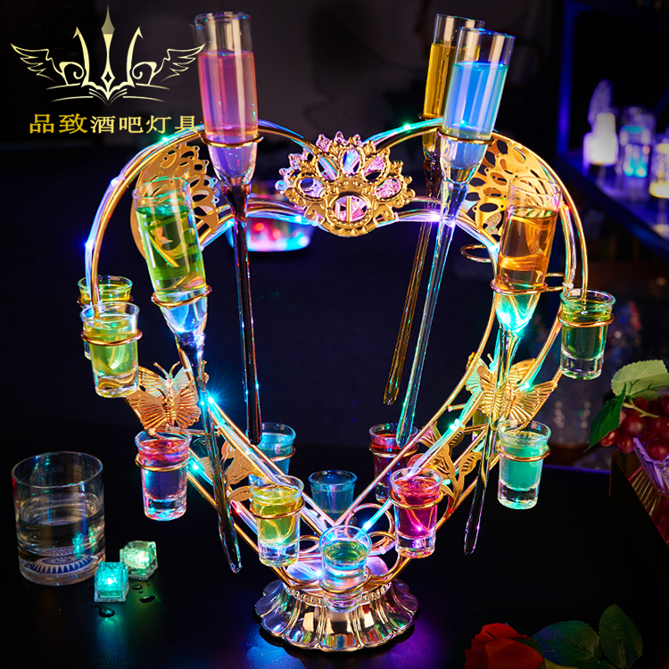 新款酒吧LED充电发光杯架 24支装鸡尾酒杯架创意发光洋酒子弹杯架