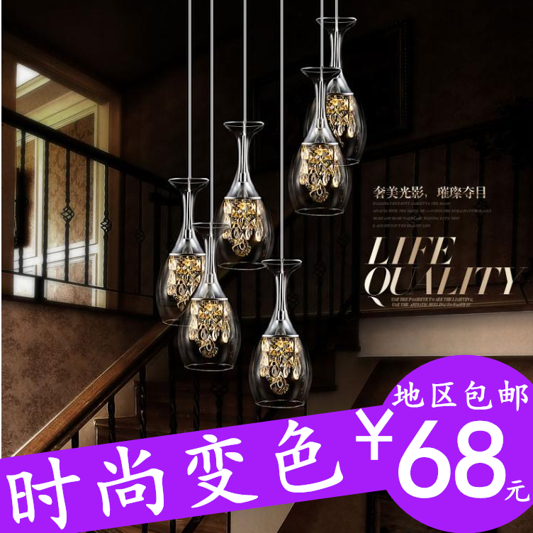特价LED三头餐吊灯现代时尚酒杯水晶灯客厅灯卧室灯吧台装饰灯具