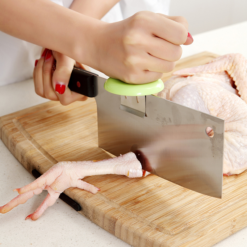 厨房用品切菜辅助器创意不锈钢切骨头助力神器刀帽刀架切肉好搭档