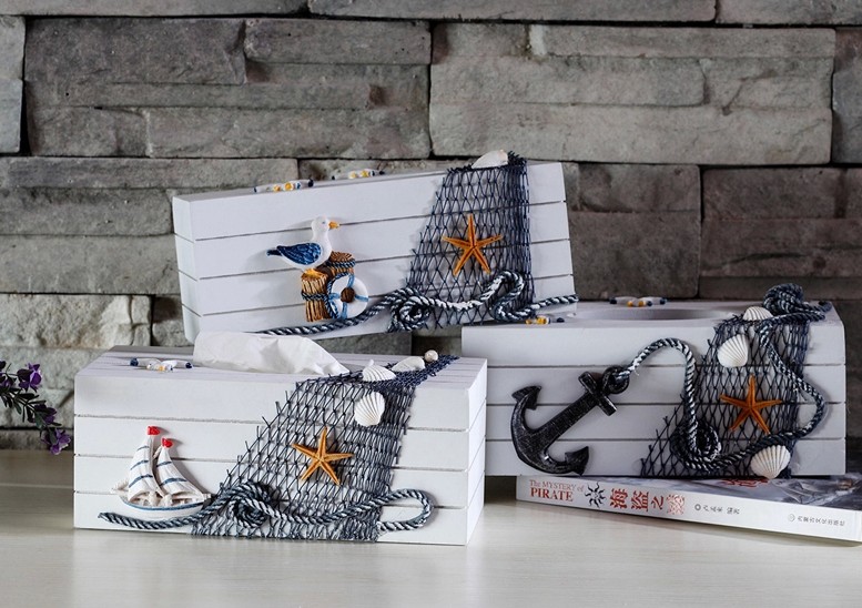 地中海风格纸巾盒抽纸客厅创意餐巾纸盒车用装饰家用木质个性手工