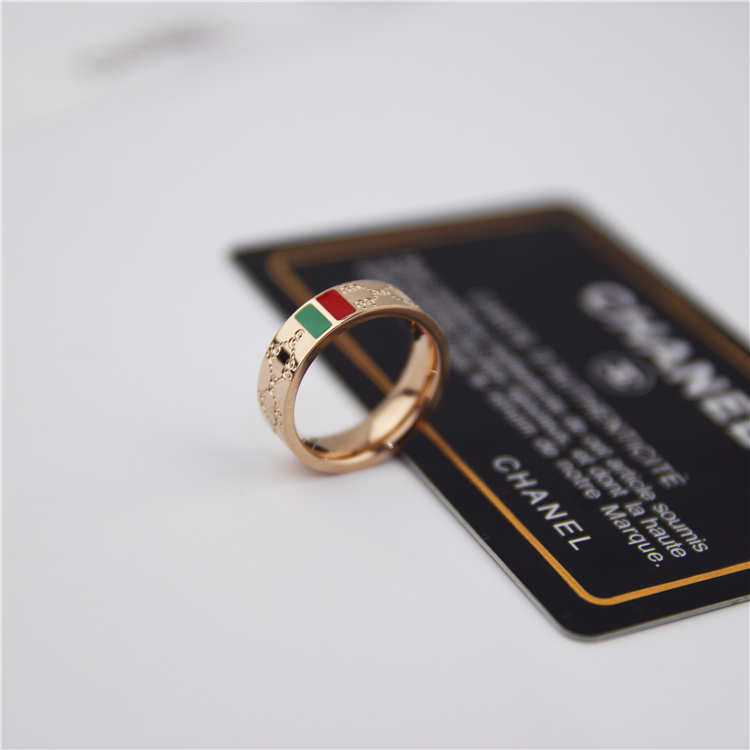 18k玫瑰金食指戒指女玫瑰金日韩国彩金钛钢潮人戒指环饰品不褪色