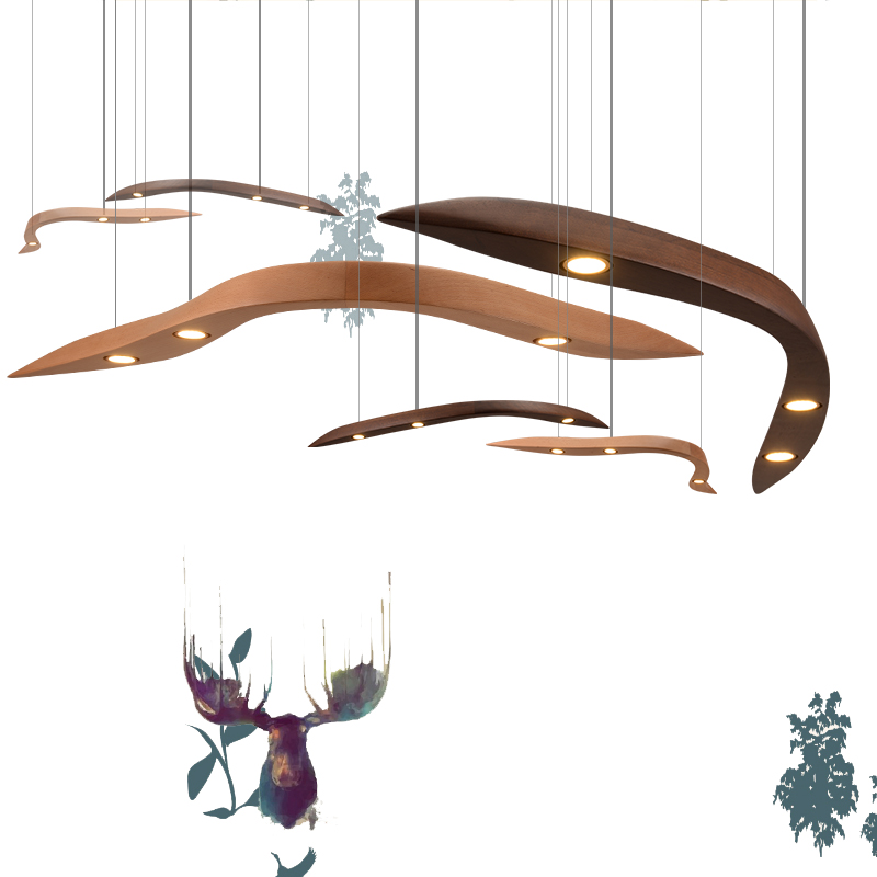 设计师创意艺术吊灯个性简约餐厅酒吧吊灯前台长形客厅实木吊灯