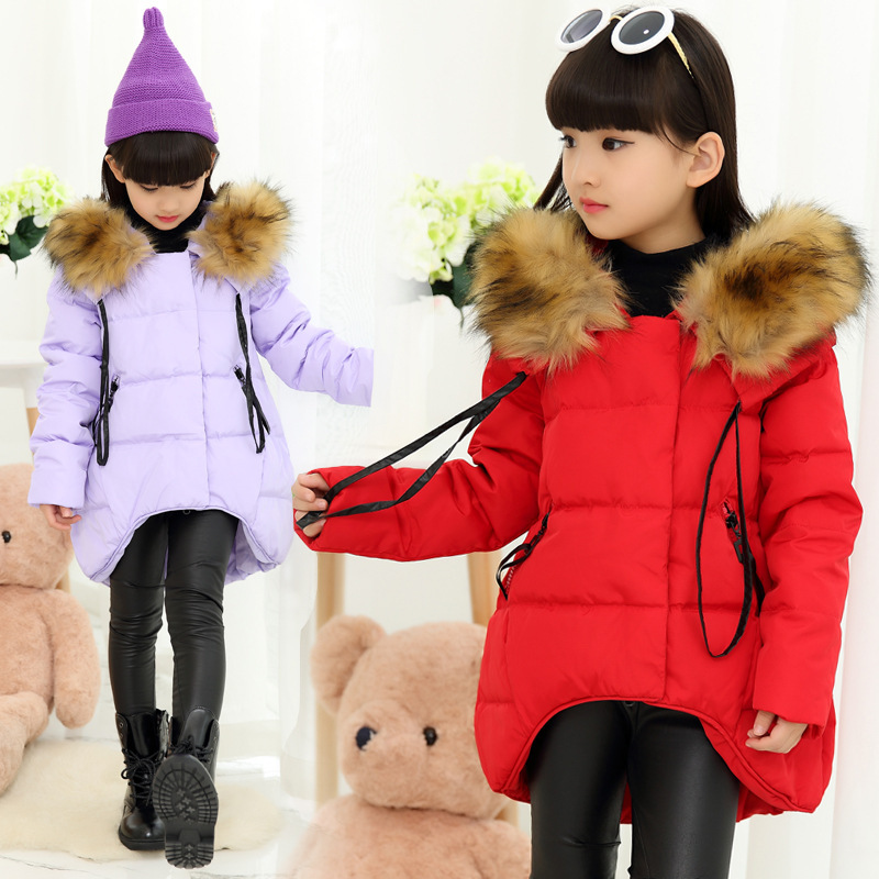 特价韩版童装女童冬季毛领棉衣儿童长款棉服潮女童外套