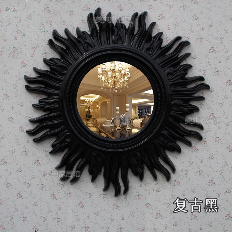 欧式太阳镜壁挂镜子拍摄道具美式装饰镜壁炉玄关镜电视背景墙壁挂