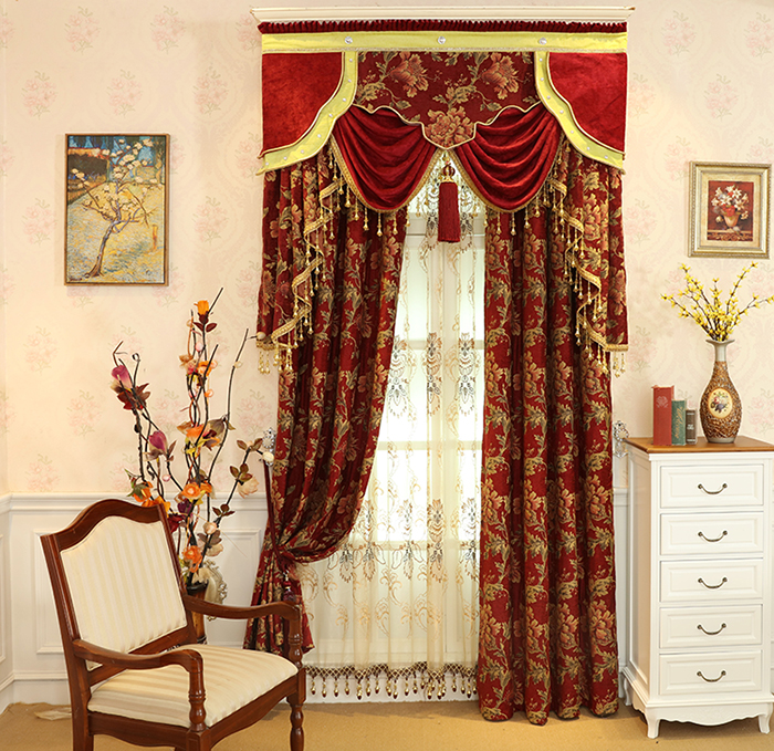 田园美式遮光欧式古典创意订制成品雪尼尔窗帘窗纱顾名思义布艺