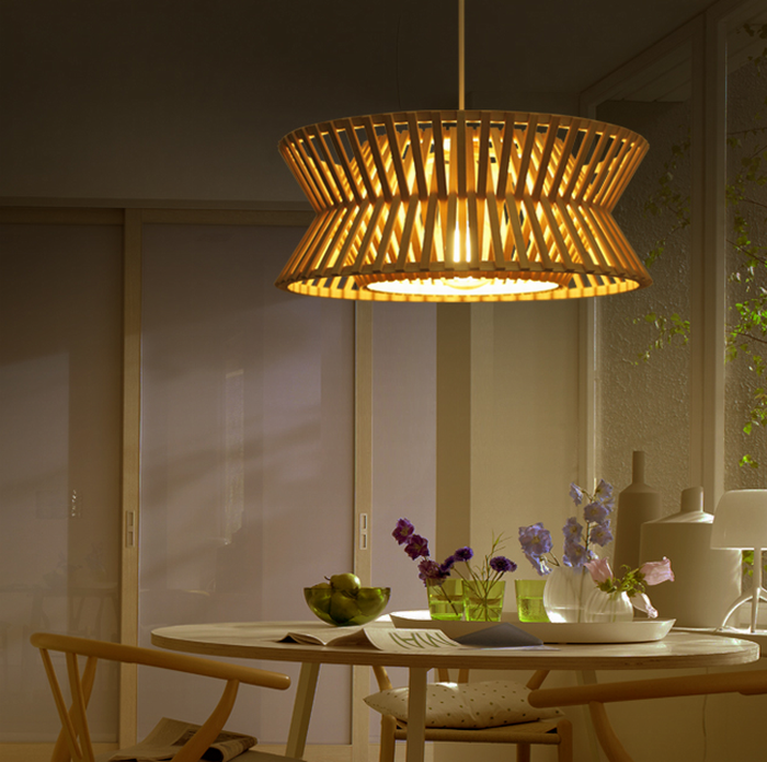 创意日式竹艺吊灯餐桌灯简约现代北欧漫咖啡装饰灯饰田园风格灯具