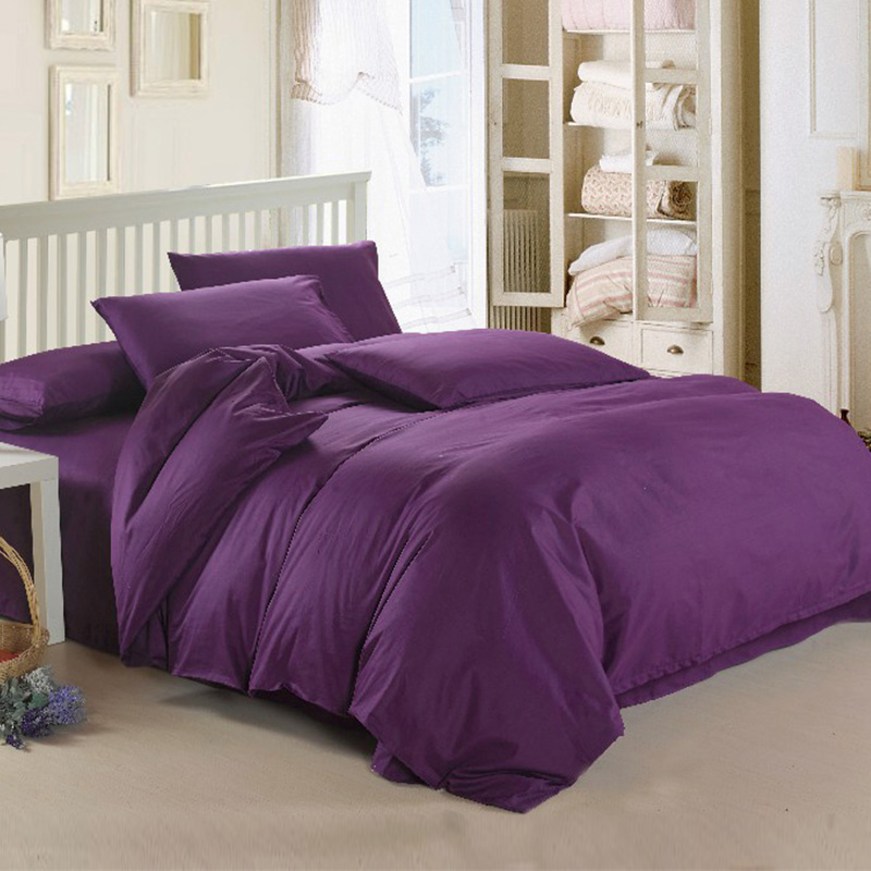 深紫色全棉纯棉四件套韩式床上用品床单式床笠款双人被套床品被罩