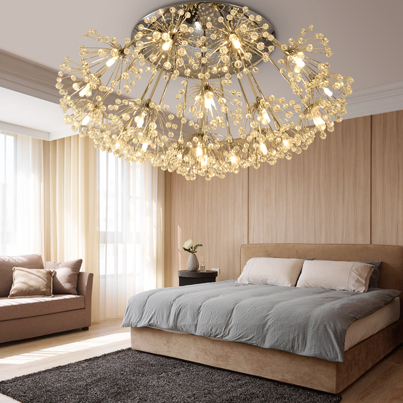 蒲公英欧式奢华浪漫创意卧室客餐厅吸顶灯现代简约LED水晶吸顶灯
