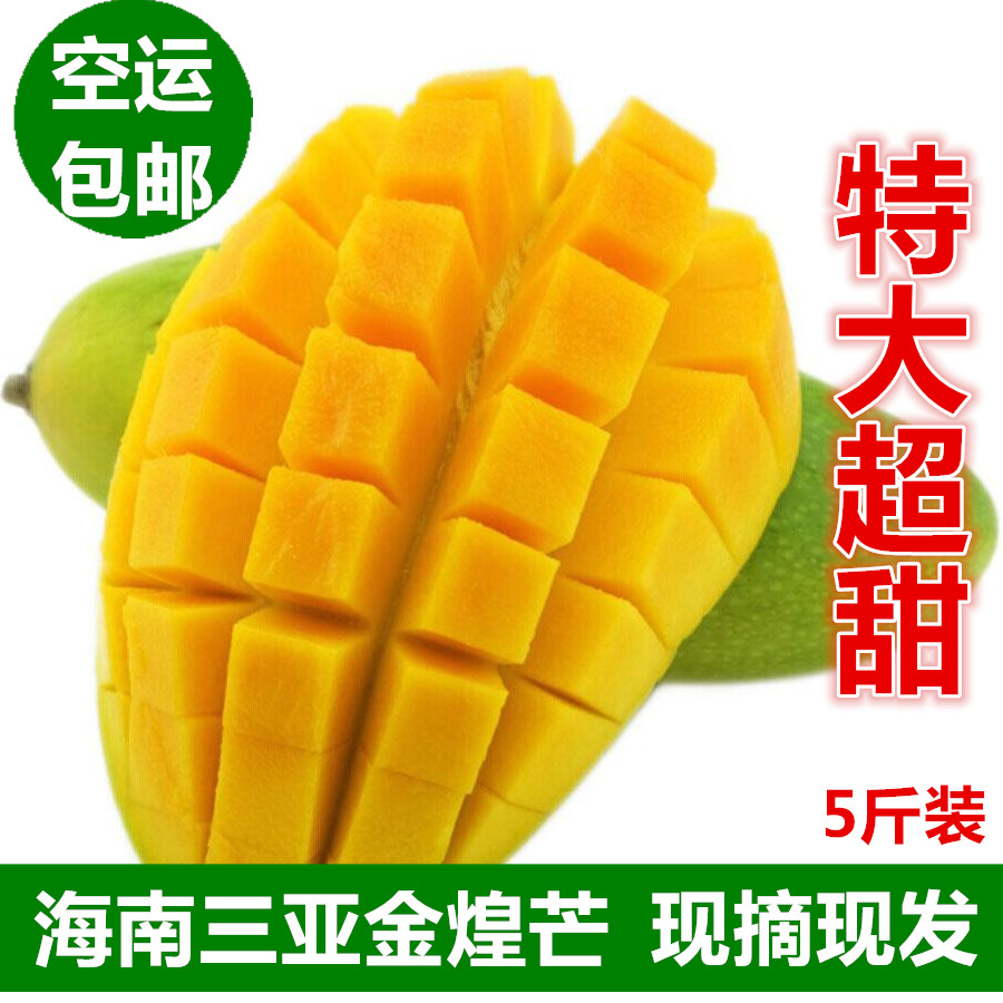 【特价】海南三亚新鲜水果 金煌芒青皮大芒果现摘芒果空运5斤包邮