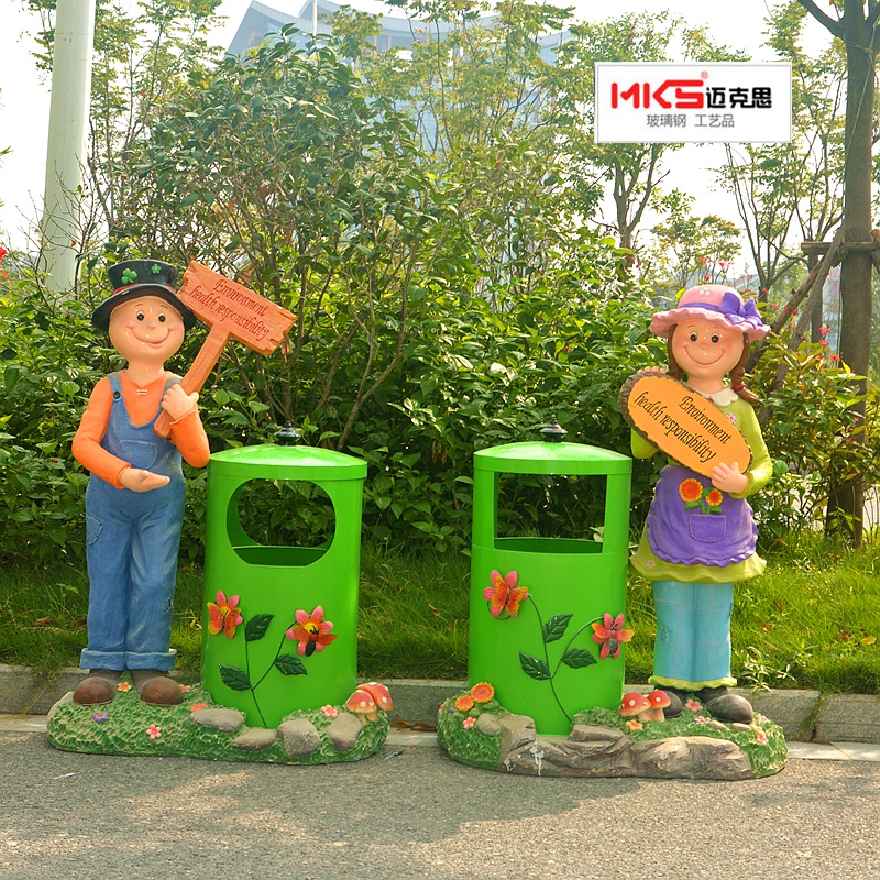玻璃钢卡通工艺品摆件户外商场幼儿园园林垃圾桶摆件创意装饰景观
