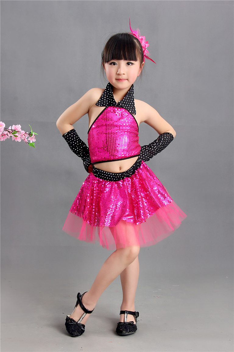 六一特价女童现代舞表演服亮片纱裙幼儿舞蹈服儿童爵士舞演出服装