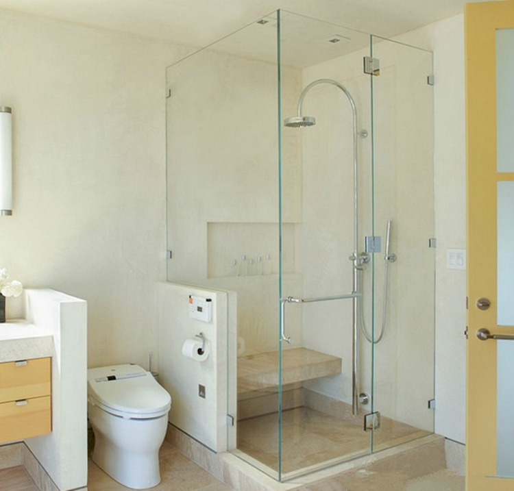 上海定做L型淋浴房屏风 平开钢化玻璃门 配制浴房 浴室隔墙
