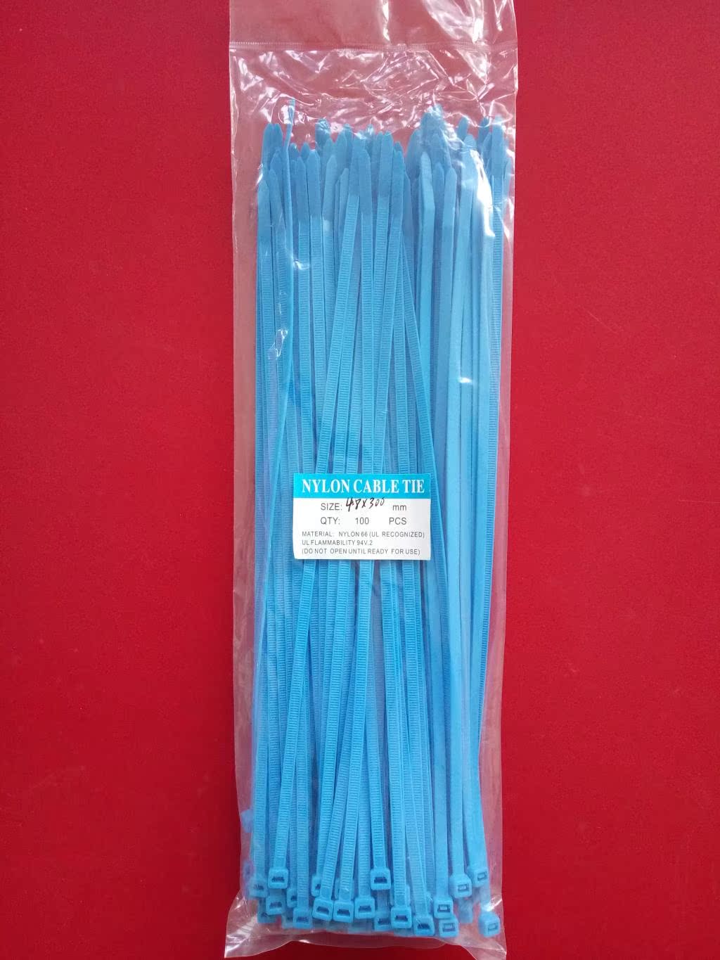 厂家直销新光塑料尼龙扎带4.8X300mm/包100条/蓝色线束带