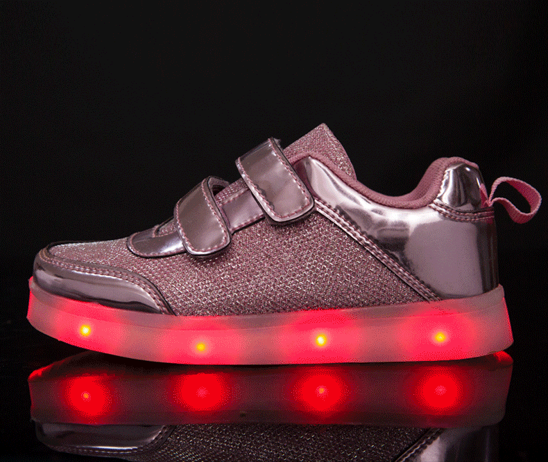 2016夏季透气儿童LED发光鞋USB充电中小童夜光鞋男女童七彩闪光灯