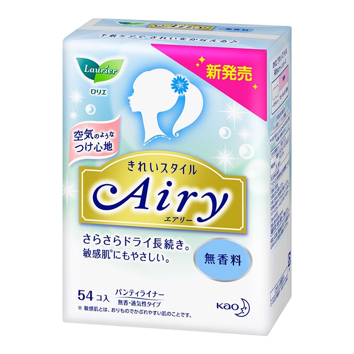 日本原装KAO花王乐而雅Airy空气感纯棉卫生巾护垫(无香)14cm54片