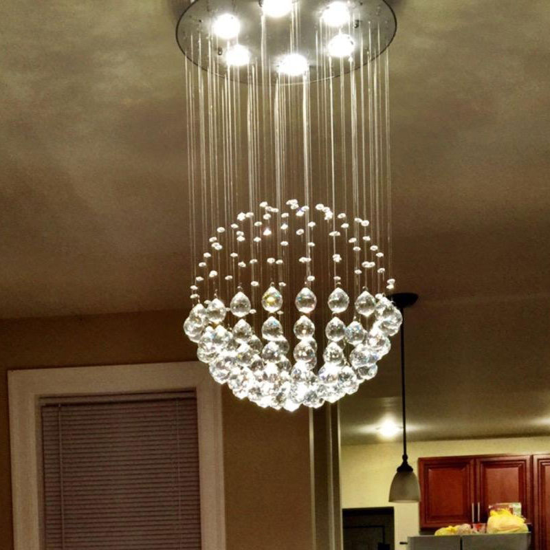 水晶吊灯圆形led客餐厅时尚现代简约温馨复式楼梯线卧室衣帽间灯