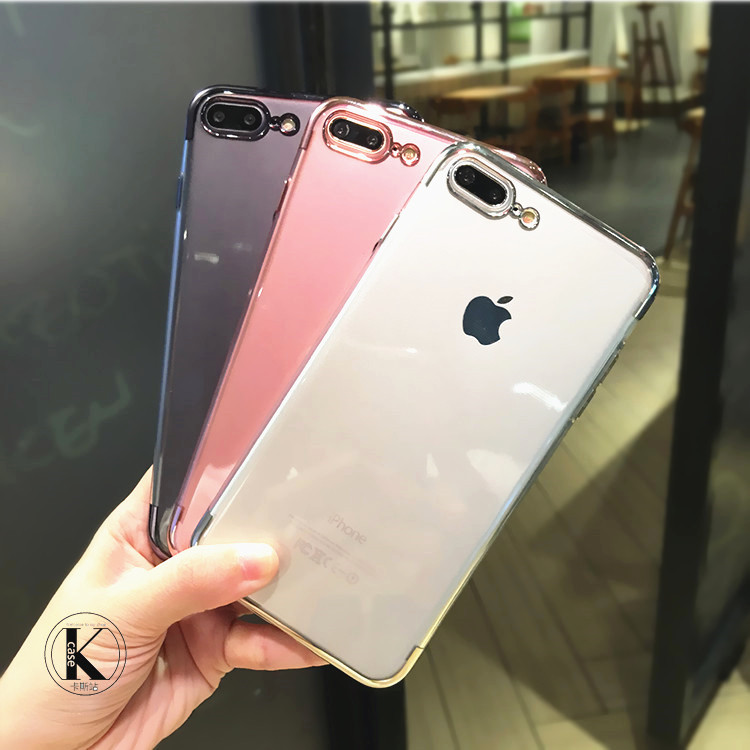 新情侣简约电镀苹果7Plus手机壳iPhone7超薄硅胶套6S透明保护壳8X