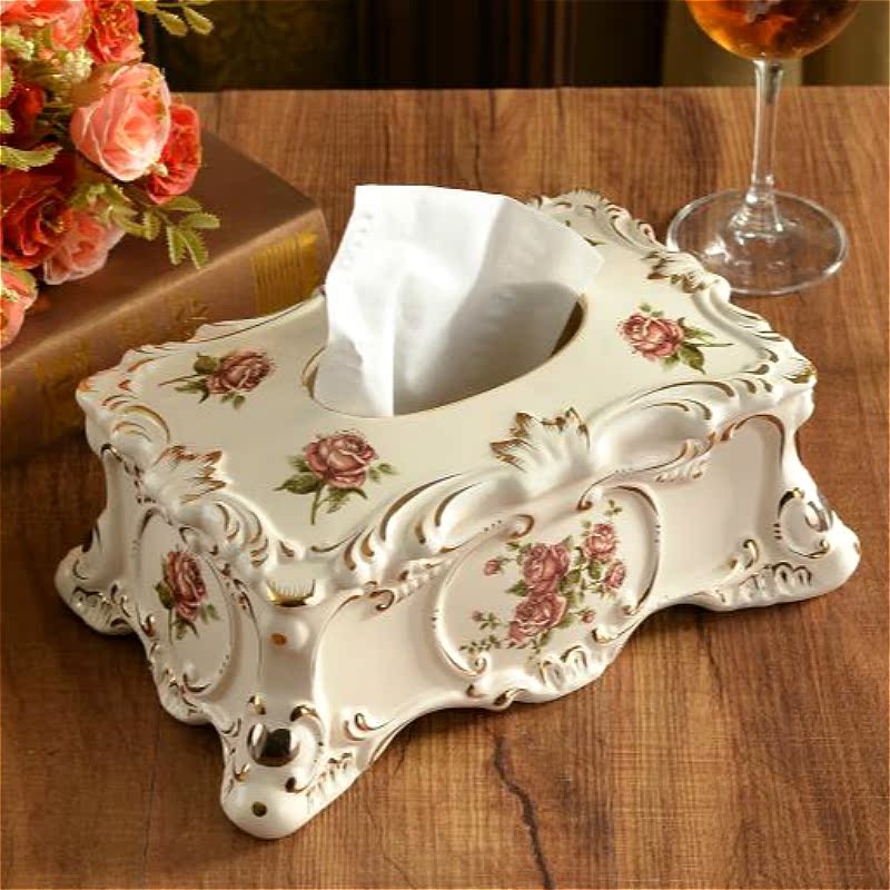 欧式创意简约陶瓷长方形抽式纸巾盒搬新家客厅茶几婚庆送礼用包邮