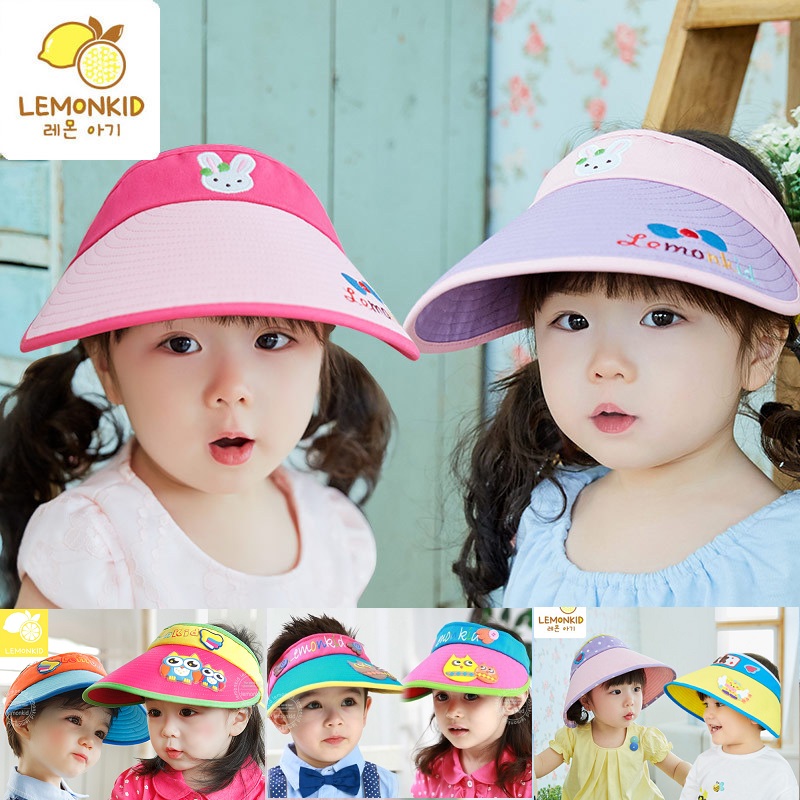 韩国儿童遮阳帽 男女童防晒太阳帽透气可爱柠檬宝宝空顶帽鸭舌帽