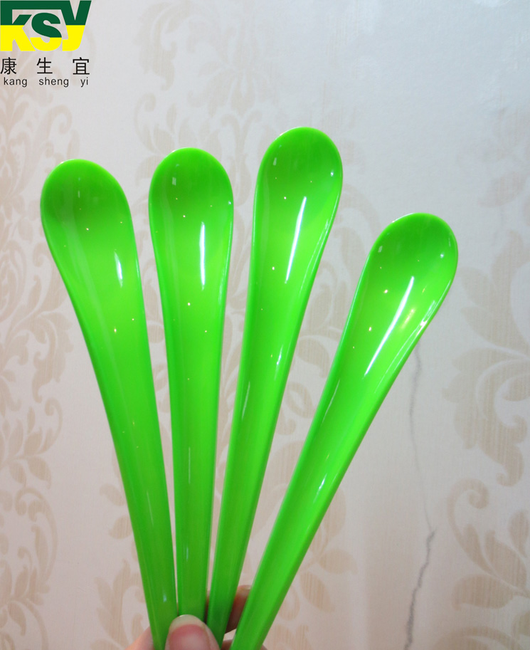 康生宜包装 新品水滴勺一次性塑料勺冰激凌炒酸奶勺绿色弧形勺100